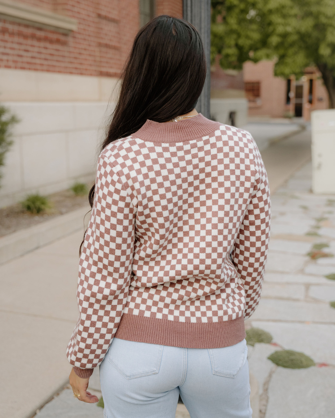 Arlo Checkered Sweater - Brown | Dropship